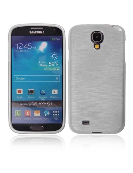 CUSTODIA TPU SILICONE per SAMSUNG I9500 GALAXY S4, I9502, I9505 COLORE BIANCO EFFETTO METALLICO