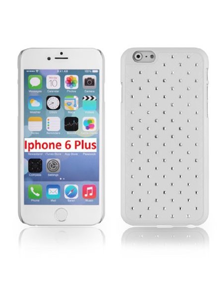 CUSTODIA RIGIDA CON BRILLANTINI per APPLE IPHONE 6 PLUS, IPHONE 6S PLUS 5.5' POLLICI COLORE BIANCO