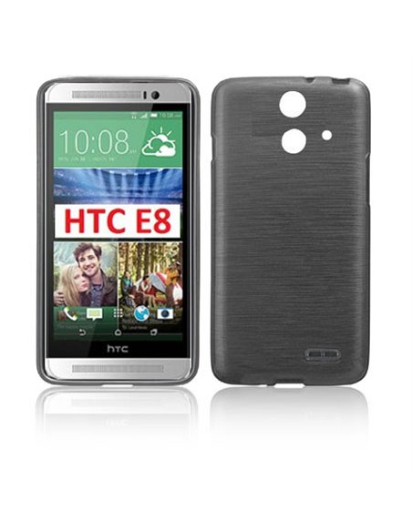 CUSTODIA GEL TPU SILICONE per HTC ONE E8 COLORE NERO EFFETTO METALLICO