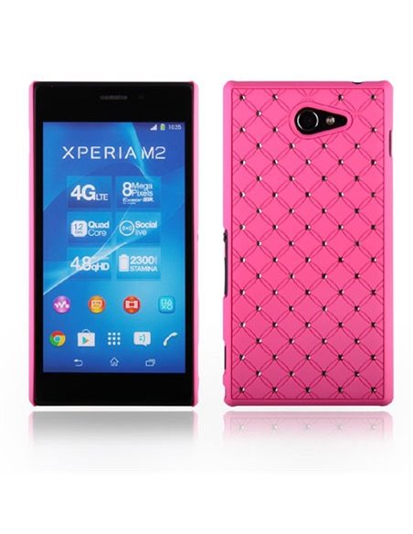 CUSTODIA BACK RIGIDA CON BRILLANTINI per SONY XPERIA M2 COLORE ROSA