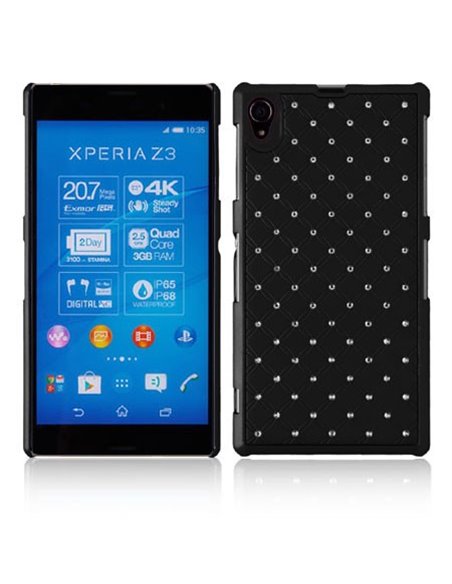 CUSTODIA BACK RIGIDA CON BRILLANTINI per SONY XPERIA Z3 COLORE NERO