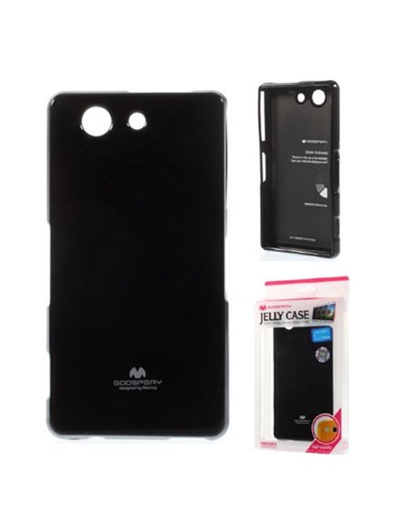 CUSTODIA GEL TPU SILICONE per SONY XPERIA Z3 COMPACT COLORE NERO LUCIDO CON GLITTER ALTA QUALITA' MERCURY BLISTER