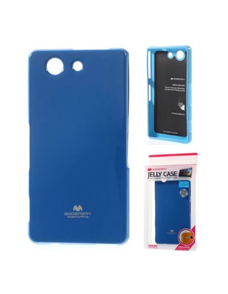 CUSTODIA GEL TPU SILICONE per SONY XPERIA Z3 COMPACT COLORE BLU LUCIDO CON GLITTER ALTA QUALITA' MERCURY BLISTER