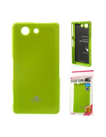 CUSTODIA GEL TPU SILICONE per SONY XPERIA Z3 COMPACT COLORE VERDE LUCIDO CON GLITTER ALTA QUALITA' MERCURY BLISTER