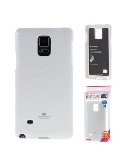 CUSTODIA GEL TPU SILICONE per SAMSUNG N910 GALAXY NOTE 4 COLORE BIANCO LUCIDO CON GLITTER ALTA QUALITA' MERCURY BLISTER