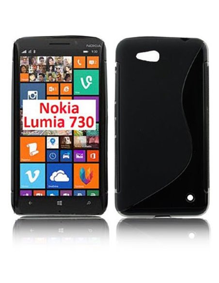 CUSTODIA GEL TPU SILICONE DOUBLE per NOKIA LUMIA 730 DUAL SIM, LUMIA 735 COLORE NERO