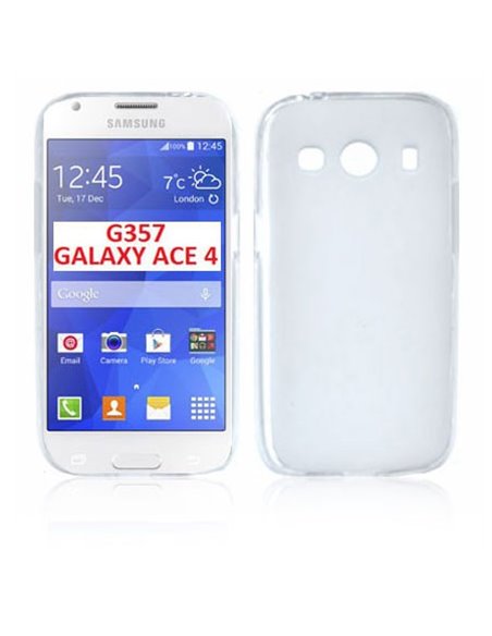 CUSTODIA GEL TPU SILICONE per SAMSUNG G357 GALAXY ACE 4  COLORE BIANCO-TRASPARENTE