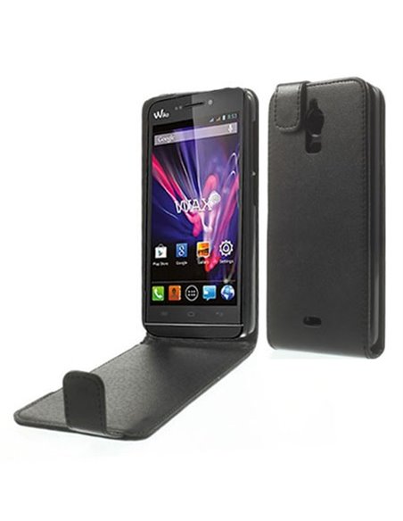 CUSTODIA FLIP VERTICALE PELLE per WIKO WAX COLORE NERO