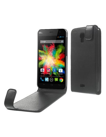 CUSTODIA FLIP VERTICALE PELLE per WIKO BLOOM COLORE NERO