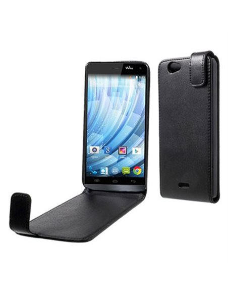 CUSTODIA FLIP VERTICALE PELLE per WIKO GETAWAY COLORE NERO