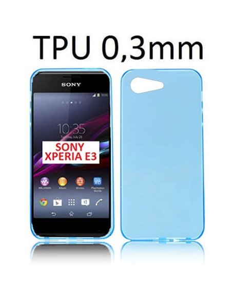 CUSTODIA GEL TPU SILICONE ULTRA SLIM 0,3mm per SONY XPERIA E3 COLORE AZZURRO TRASPARENTE