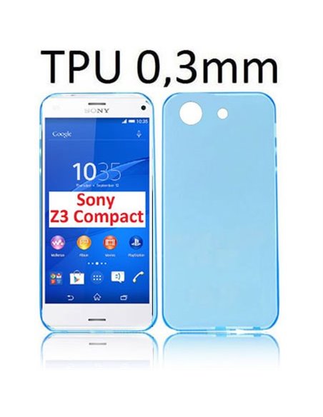 CUSTODIA GEL TPU SILICONE ULTRA SLIM 0,3mm per SONY XPERIA Z3 COMPACT D5803, D5833 COLORE AZZURRO TRASPARENTE