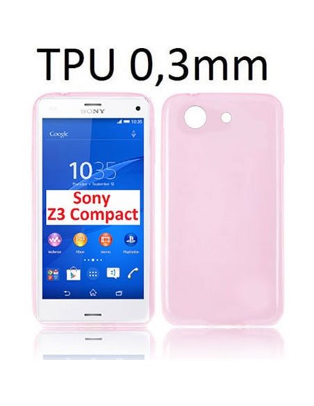 CUSTODIA GEL TPU SILICONE ULTRA SLIM 0,3mm per SONY XPERIA Z3 COMPACT D5803, D5833 COLORE ROSA TRASPARENTE