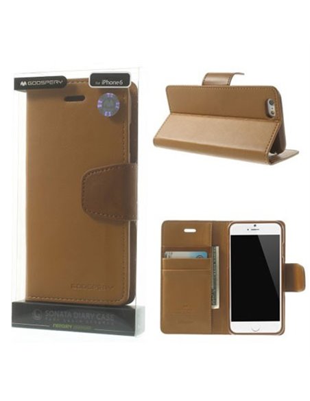 CUSTODIA FLIP ORIZZONTALE PELLE per APPLE IPHONE 6 PLUS, 6S PLUS 5.5' CON INTERNO IN TPU E STAND CARAMELLO ALTA QUALITA' SONATA