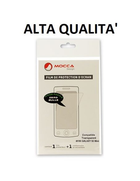 PELLICOLA PROTEGGI DISPLAY per SAMSUNG I8190 GALAXY S3 MINI, I8200 GALAXY S3 MINI VE ALTA QUALITA' MOCCA BLISTER