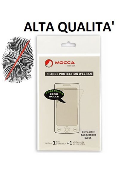 PELLICOLA PROTEGGI DISPLAY ANTI IMPRONTA per SAMSUNG G900F GALAXY S5, S5 NEO G903F, GALAXY S5 PLUS ALTA QUALITA' MOCCA BLISTER