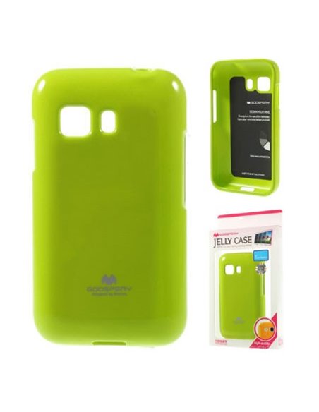 CUSTODIA GEL TPU SILICONE per SAMSUNG G130 GALAXY YOUNG 2 COLORE VERDE LUCIDO CON GLITTER ALTA QUALITA' MERCURY BLISTER