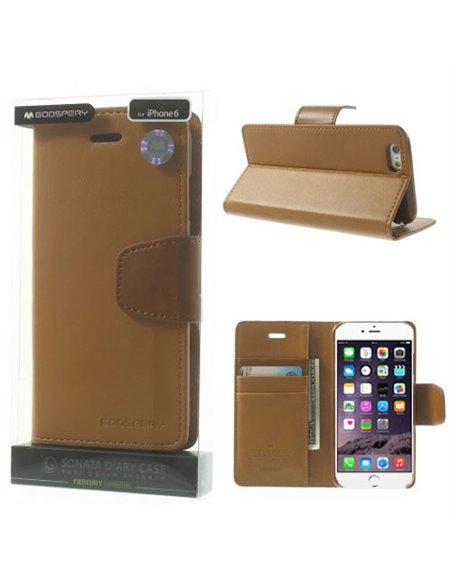 CUSTODIA FLIP ORIZZONTALE PELLE per APPLE IPHONE 6, IPHONE 6S 4.7' POLLICI CON INTERNO IN TPU E STAND CARAMELLO ALTA QUALITA' SO