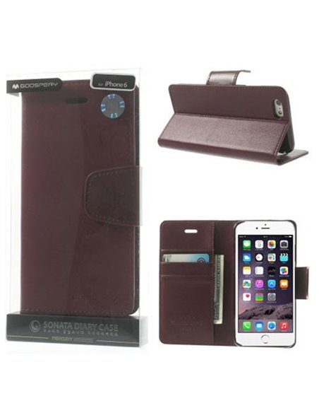 CUSTODIA FLIP ORIZZONTALE PELLE per APPLE IPHONE 6, IPHONE 6S 4.7' POLLICI CON INTERNO IN TPU E STAND BORDEAUX ALTA QUALITA' SON