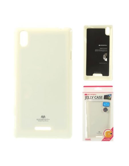 CUSTODIA GEL TPU SILICONE per SONY XPERIA T3 COLORE BIANCO LUCIDO CON GLITTER ALTA QUALITA' MERCURY BLISTER