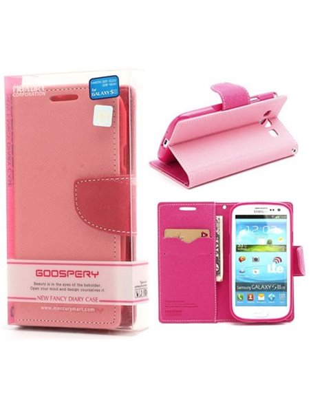 CUSTODIA FLIP ORIZZONTALE per SAMSUNG I9300 GALAXY S3, I9300i GALAXY S3 NEO CON INTERNO IN TPU COLORE ROSA FANCY DIARY MERCURY