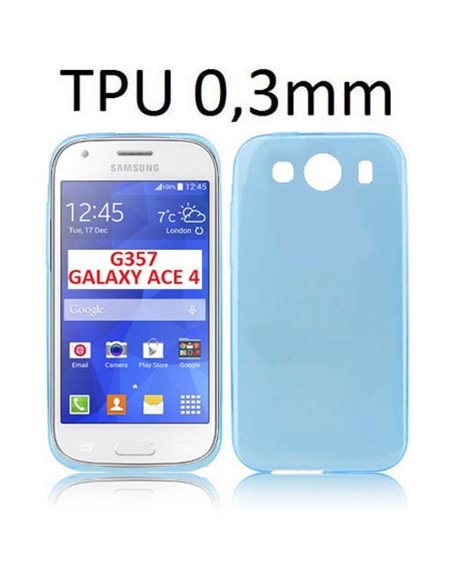 CUSTODIA GEL TPU SILICONE ULTRA SLIM 0,3mm per SAMSUNG G357 GALAXY ACE 4 COLORE AZZURRO TRASPARENTE