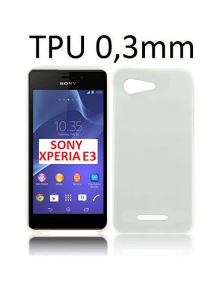 CUSTODIA GEL TPU SILICONE ULTRA SLIM 0,3mm per SONY XPERIA E3 COLORE BIANCO TRASPARENTE