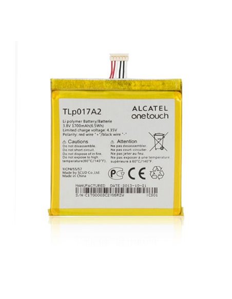 BATTERIA ORIGINALE ALCATEL TLP017A2 per ONE TOUCH IDOL MINI 6012, ONE TOUCH FIRE E 6015 1700 mAh LI-ION BULK