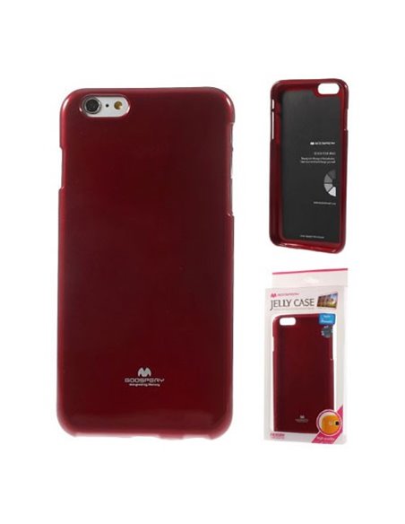 CUSTODIA GEL TPU SILICONE per APPLE IPHONE 6 PLUS, IPHONE 6S PLUS 5.5' POLLICI COLORE ROSSO LUCIDO ALTA QUALITA' MERCURY BLISTER