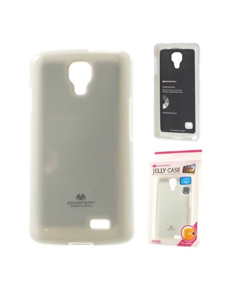 CUSTODIA GEL TPU SILICONE per LG L70 D320N, L70 DUAL SIM D325  COLORE BIANCO LUCIDO CON GLITTER ALTA QUALITA' MERCURY BLISTER