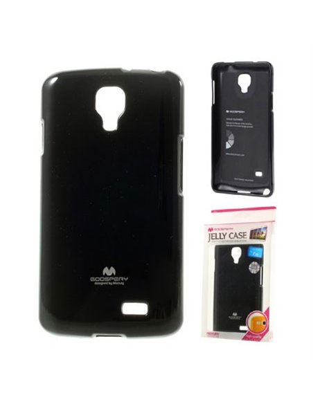 CUSTODIA GEL TPU SILICONE per LG L70 D320N, L70 DUAL SIM D325  COLORE NERO LUCIDO CON GLITTER ALTA QUALITA' MERCURY BLISTER