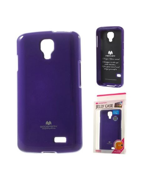 CUSTODIA GEL TPU SILICONE per LG L70 D320N, L70 DUAL SIM D325  COLORE VIOLA LUCIDO CON GLITTER ALTA QUALITA' MERCURY BLISTER