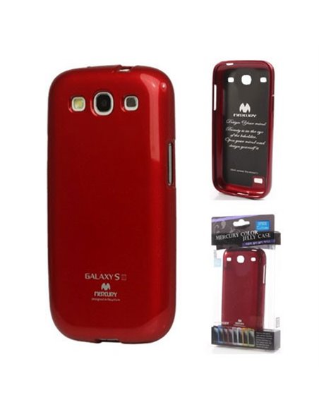 CUSTODIA GEL TPU SILICONE per SAMSUNG I9300 GALAXY S3, I9300i GALAXY S3 NEO ROSSO LUCIDO CON GLITTER ALTA QUALITA' MERCURY BLIST