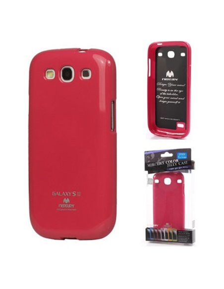 CUSTODIA GEL TPU SILICONE per SAMSUNG I9300 GALAXY S3, I9300i GALAXY S3 NEO FUCSIA LUCIDO CON GLITTER ALTA QUALITA' MERCURY BLIS