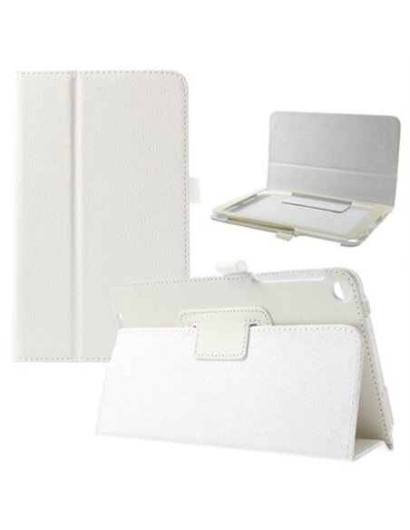 CUSTODIA BOOK ORIZZONTALE PELLE per ASUS MEMO PAD 8 ME181C, 8' POLLICI CON STAND E PORTA PENNA COLORE BIANCO