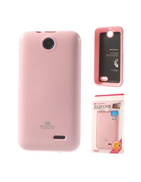 CUSTODIA GEL TPU SILICONE per HTC DESIRE 310  COLORE ROSA LUCIDO CON GLITTER ALTA QUALITA' MERCURY BLISTER