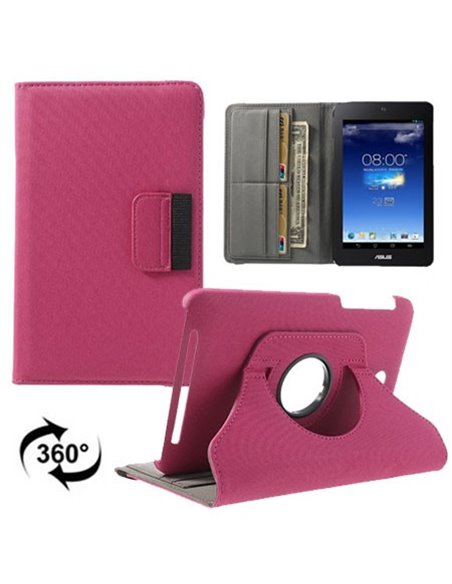 CUSTODIA BOOK GIREVOLE per ASUS MeMO PAD HD 7, ME173, ME173X, 7' POLLICI CON STAND, PORTA PENNA E CHIUSURA ELASTICO ROSA