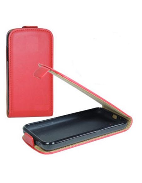 CUSTODIA FLIP VERTICALE SLIM PELLE per SAMSUNG G313H GALAXY TREND 2, G318 TREND 2 LITE CON INTERNO IN TPU COLORE ROSSO