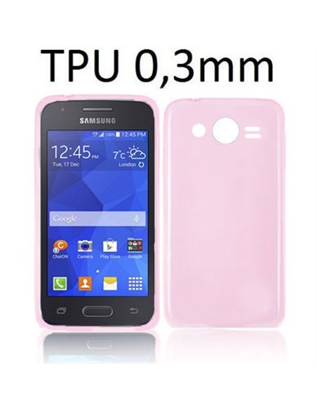 CUSTODIA GEL TPU SILICONE ULTRA SLIM 0,3mm per SAMSUNG G313H GALAXY TREND 2, G318 TREND 2 LITE COLORE ROSA TRASPARENTE