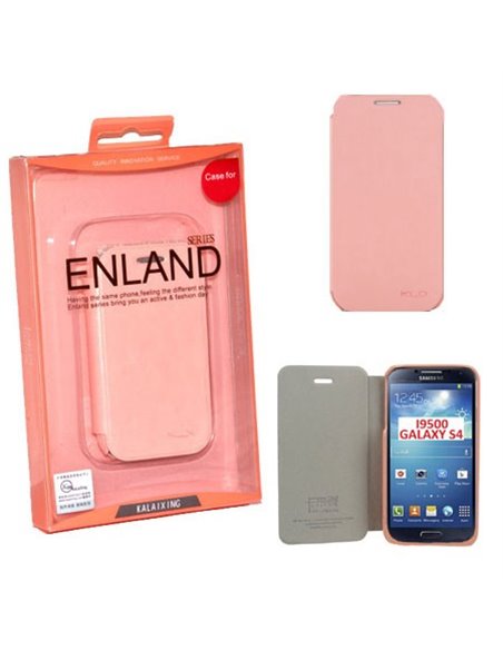 CUSTODIA FLIP ORIZZONTALE PELLE per SAMSUNG I9500 GALAXY S4, I9505, I9502 COLORE ROSA BLISTER ENLAND