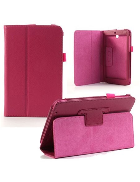 CUSTODIA BOOK ORIZZONTALE PELLE per ASUS MeMO PAD HD 7, ME173, ME173X 7' POLLICI CON STAND E PORTA PENNA COLORE ROSA