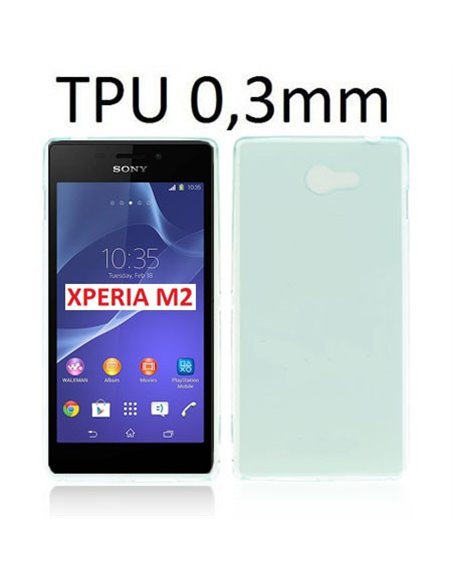 CUSTODIA GEL TPU SILICONE ULTRA SLIM 0,3mm per SONY XPERIA M2 COLORE VERDE ACQUA TRASPARENTE