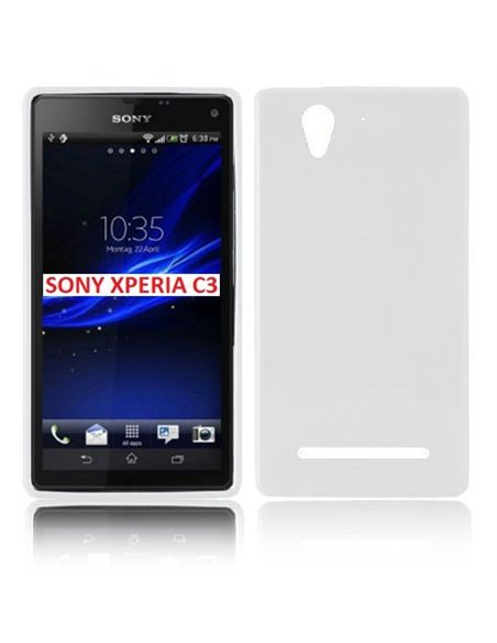 CUSTODIA GEL TPU SILICONE LUCIDA per SONY XPERIA C3 D2533, XPERIA C3 DUAL SIM D2502 COLORE BIANCO