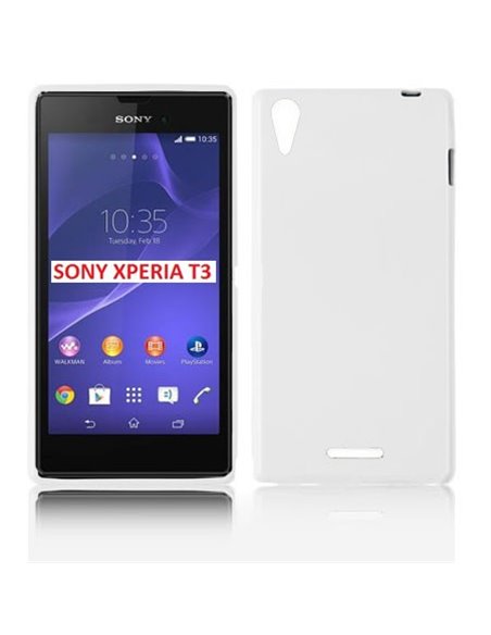 CUSTODIA GEL TPU SILICONE LUCIDA per SONY XPERIA T3 D5102, D5103, D5106 COLORE BIANCO