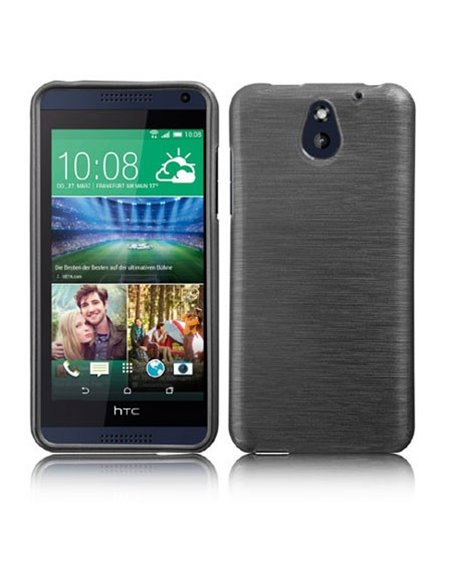 CUSTODIA GEL TPU SILICONE per HTC DESIRE 610 COLORE NERO EFFETTO METALLICO