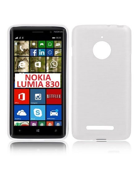 CUSTODIA TPU SILICONE per NOKIA LUMIA 830 COLORE BIANCO EFFETTO METALLICO