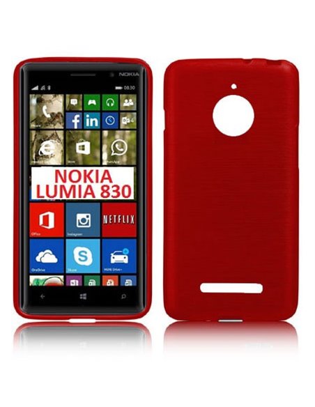 CUSTODIA TPU SILICONE per NOKIA LUMIA 830 COLORE ROSSO EFFETTO METALLICO