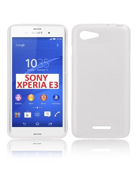 CUSTODIA GEL TPU SILICONE per SONY XPERIA E3 COLORE BIANCO EFFETTO METALLICO