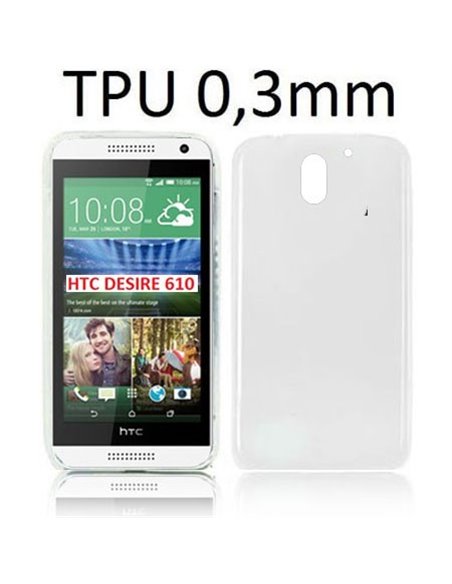 CUSTODIA GEL TPU SILICONE ULTRA SLIM 0,3mm per HTC DESIRE 610 COLORE BIANCO TRASPARENTE