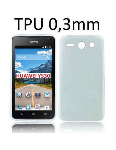 CUSTODIA GEL TPU SILICONE ULTRA SLIM 0,3mm per HUAWEI ASCEND Y530, C8813  COLORE BIANCO TRASPARENTE